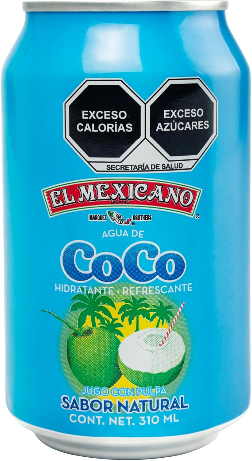Agua de Coco Natural El Mexicano 310 ml (Paquete de 24 Latas)