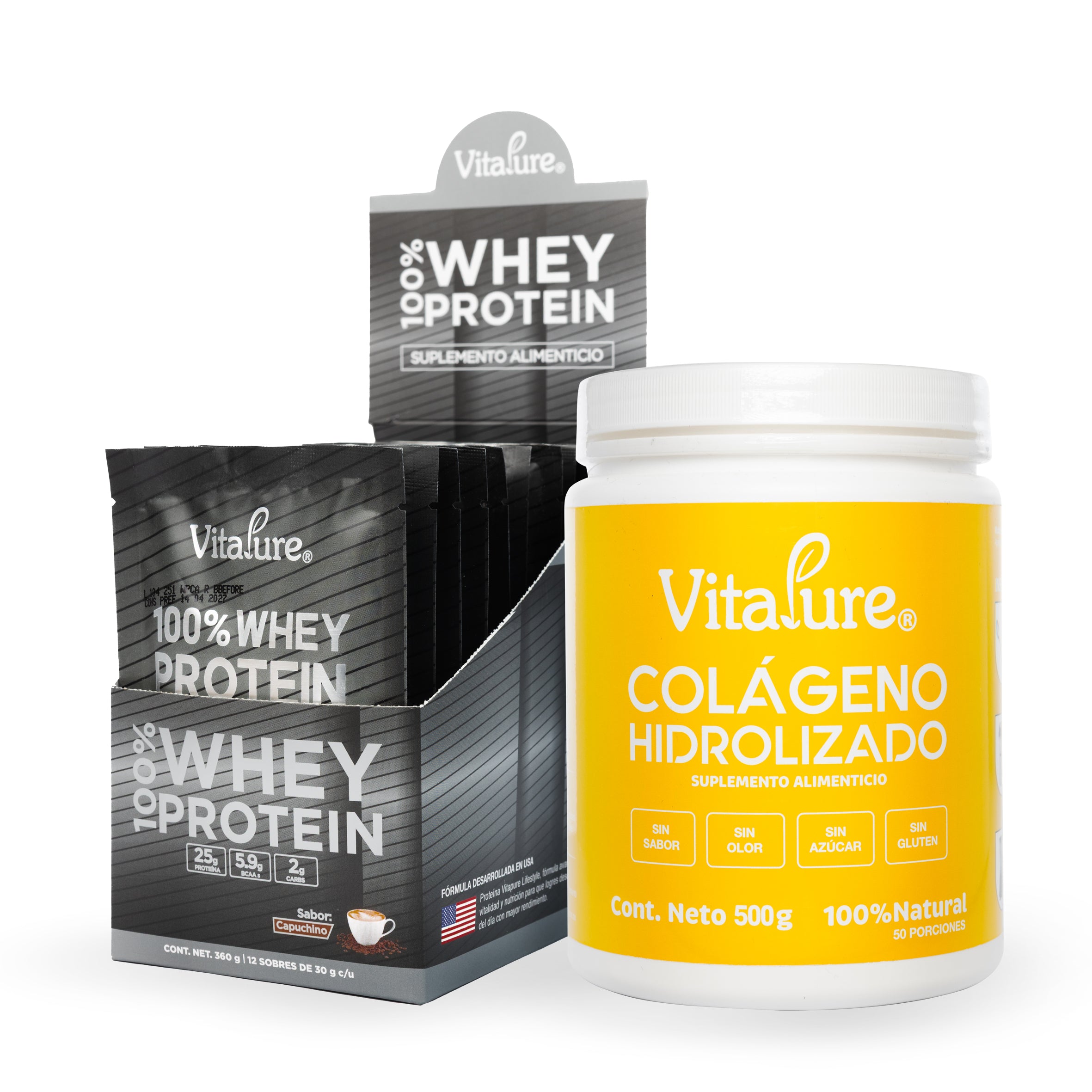 12 Sobres Whey Protein + Colágeno Hidrolizado