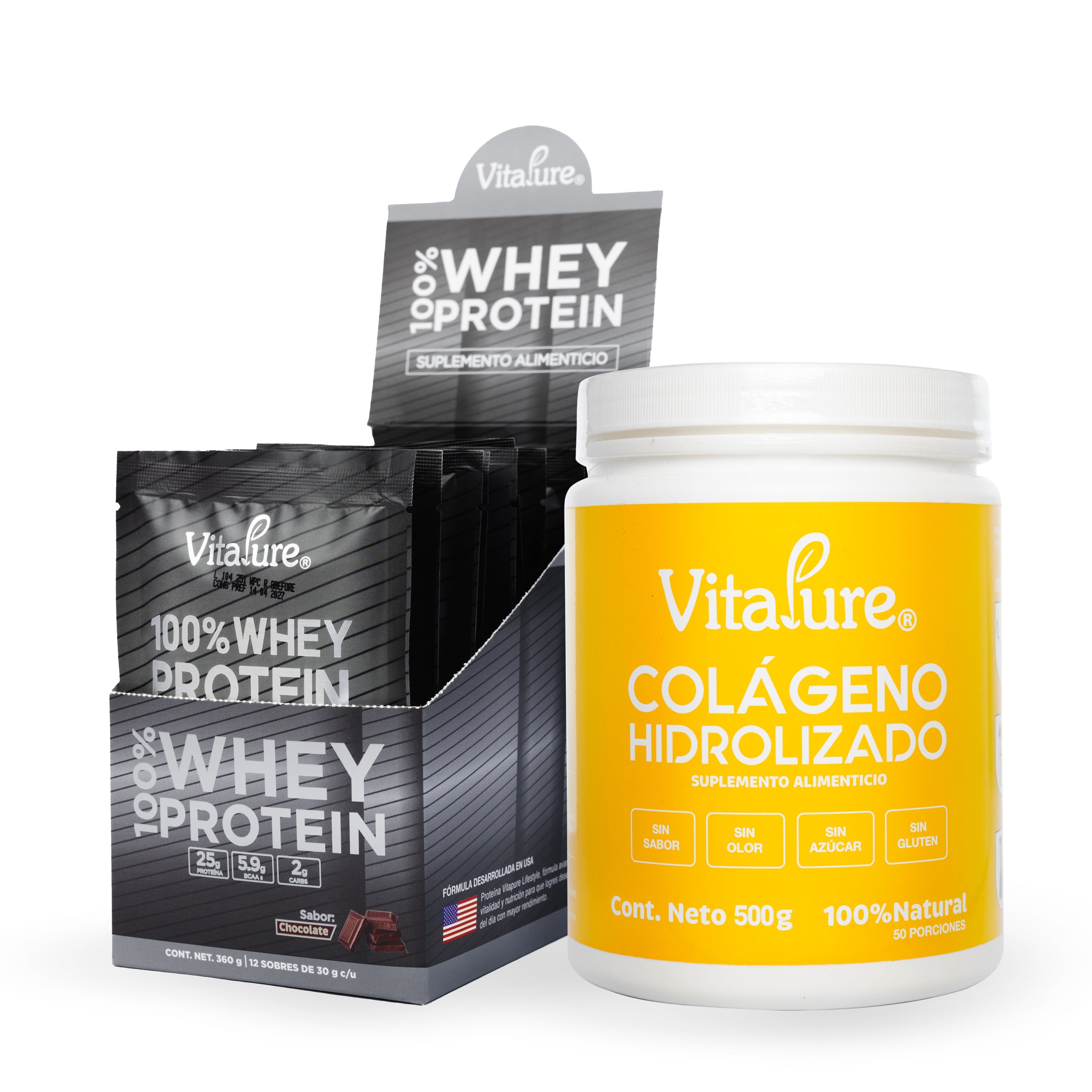 12 Sobres Whey Protein + Colágeno Hidrolizado